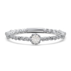 Twisted Band Stackable Ring with Gemstone – Sterling Silver with Ruby