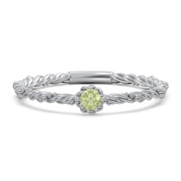 Twisted Band Stackable Ring with Gemstone in 925 Sterling Silver with Peridot