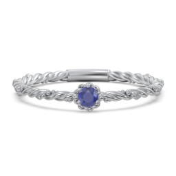 Twisted Band Stackable Ring with Gemstone in 925 Sterling Silver with Blue Sapphire