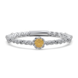 Twisted Band Stackable Ring with Gemstone in 925 Sterling Silver with Citrine