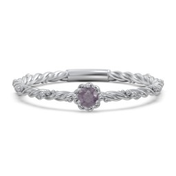Twisted Band Stackable Ring with Gemstone in 925 Sterling Silver with Alexandrite