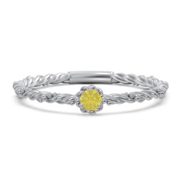 Twisted Band Stackable Ring with Gemstone in 925 Sterling Silver with Citrine