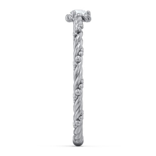 Twisted Band Stackable Ring with Gemstone – Sterling Silver with Aquamarine
