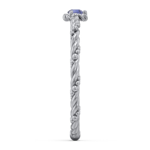 Twisted Band Stackable Ring with Gemstone – Sterling Silver with Blue Sapphire