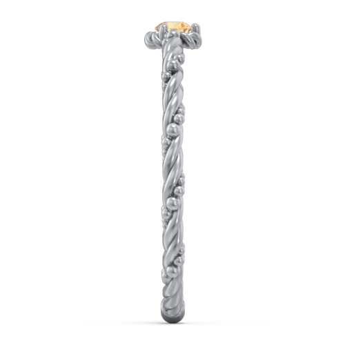Twisted Band Stackable Ring with Gemstone – Sterling Silver with Citrine
