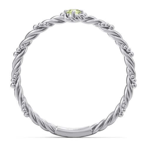 Twisted Band Stackable Ring with Gemstone – Sterling Silver with Peridot