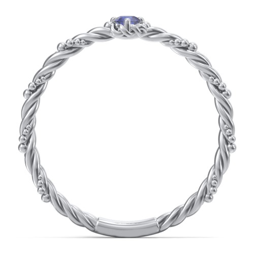 Twisted Band Stackable Ring with Gemstone – Sterling Silver with Blue Sapphire