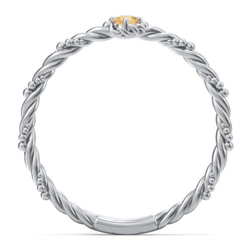 Twisted Band Stackable Ring with Gemstone – Sterling Silver with Citrine