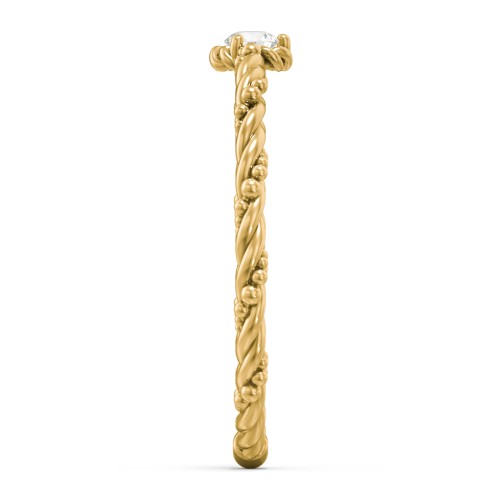 Twisted Band Stackable Ring with Gemstone – 10K Yellow Gold with Cubic Zirconia