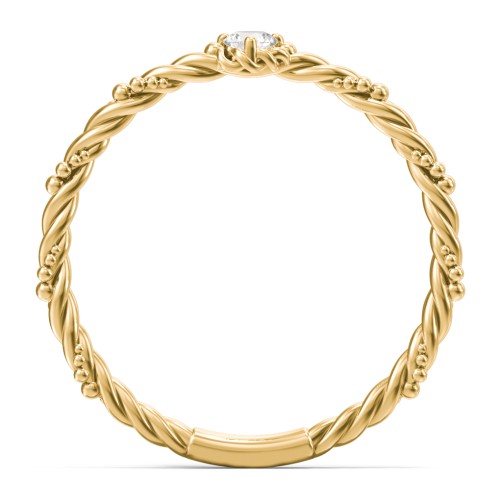 Twisted Band Stackable Ring with Gemstone – 10K Yellow Gold with Cubic Zirconia