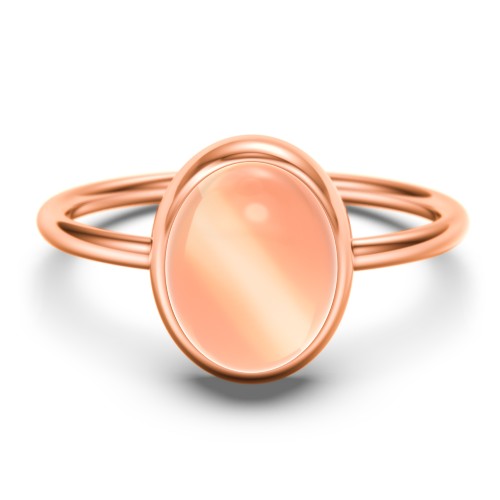 Oval Cab Gemstone Ring – 10K Rose Gold with Orange Moonstone