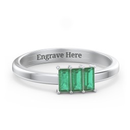 3 Stone Vertical Baguette Ring