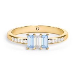 3 Stone Vertical Baguette Ring with Accents