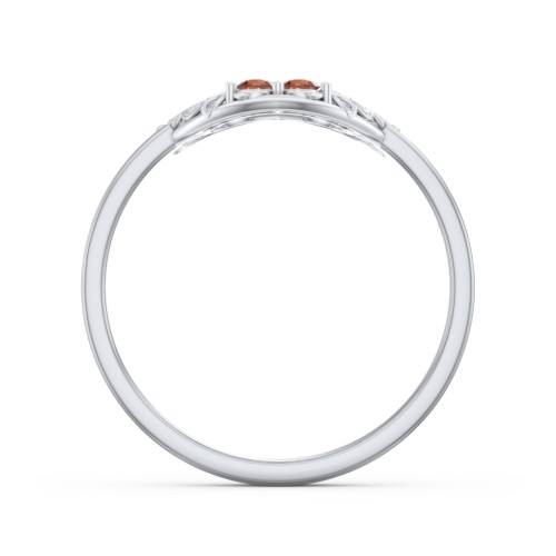 Filigree Heart Ring with Birthstones – Sterling Silver with Garnet