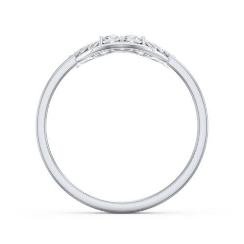 Filigree Heart Ring with Birthstones – Sterling Silver with Cubic Zirconia