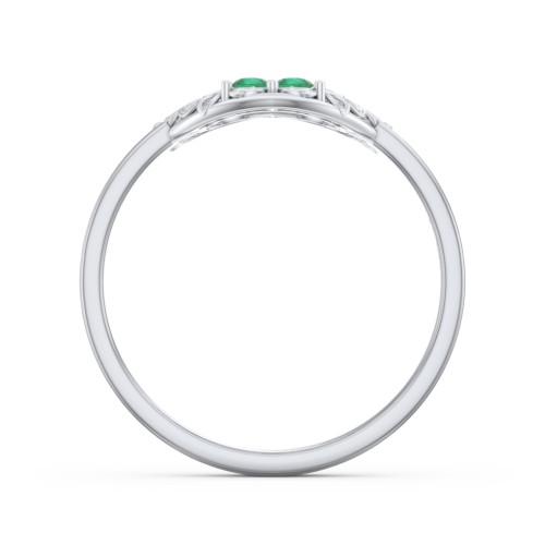 Filigree Heart Ring with Birthstones – Sterling Silver with Emerald