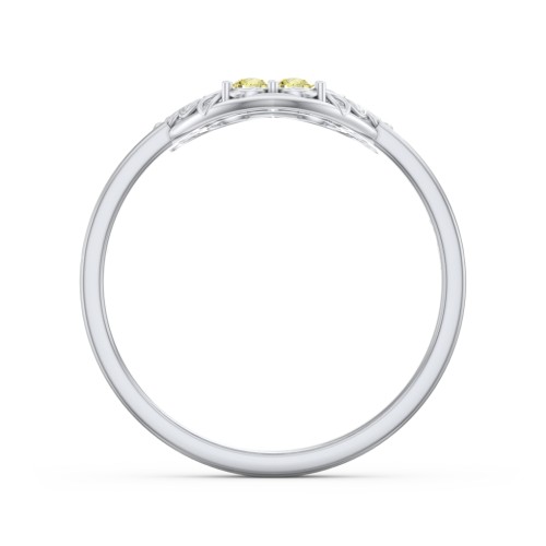 Filigree Heart Ring with Birthstones – Sterling Silver with Citrine