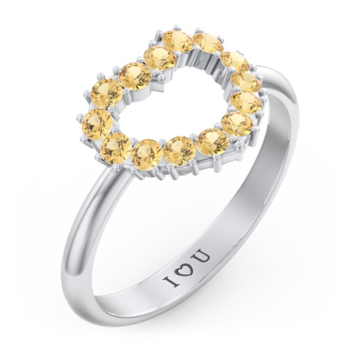 Couples Birthstone Heart Ring