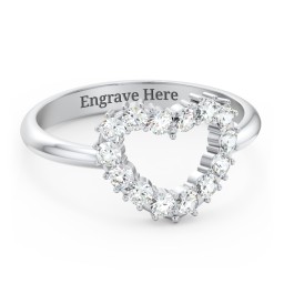 Couples Birthstone Heart Ring in 925 Sterling Silver with Cubic Zirconia