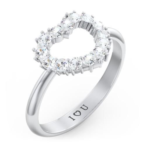 Couples Birthstone Heart Ring – Sterling Silver with Cubic Zirconia
