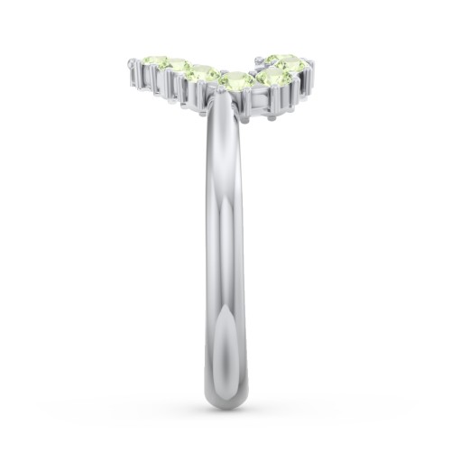 Couples Birthstone Heart Ring – Sterling Silver with Peridot