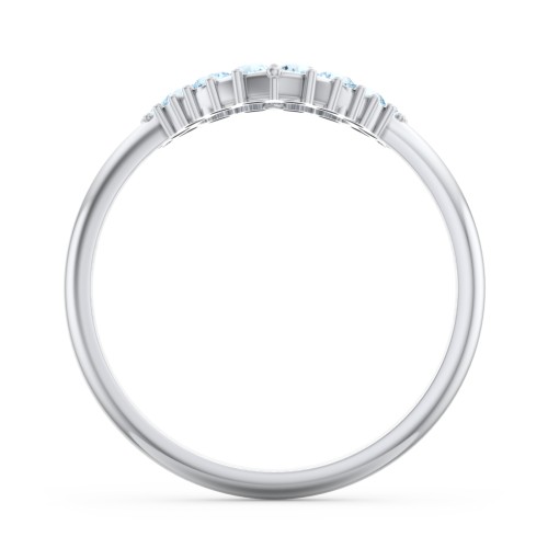 Couples Birthstone Heart Ring – Sterling Silver with Blue Topaz