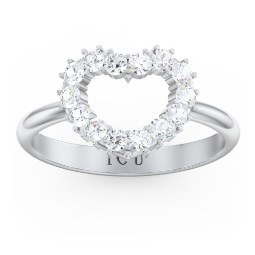 Couples Birthstone Heart Ring – Sterling Silver with Cubic Zirconia