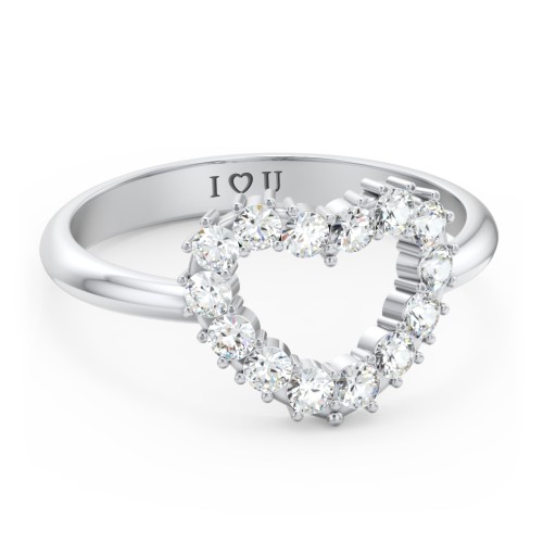 Couples Birthstone Heart Ring – Sterling Silver with Cubic Zirconia