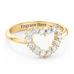 Couples Birthstone Heart Ring in 10K Solid Yellow Gold with Cubic Zirconia