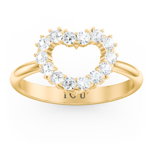 Couples Birthstone Heart Ring – 10K Yellow Gold with Cubic Zirconia