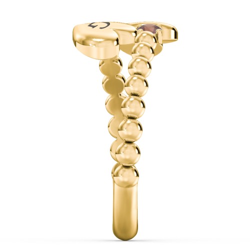 Engravable Double Heart Ring with Birthstones – 18K Gold Plated Silver with Garnet