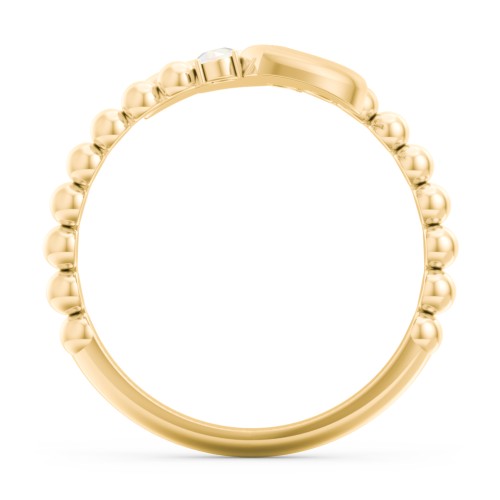 Engravable Double Heart Ring with Birthstones – 18K Gold Plated Silver with Opal