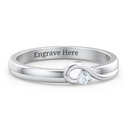 Half Heart Ring with Birthstone