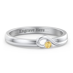 Half Heart Ring with Birthstone