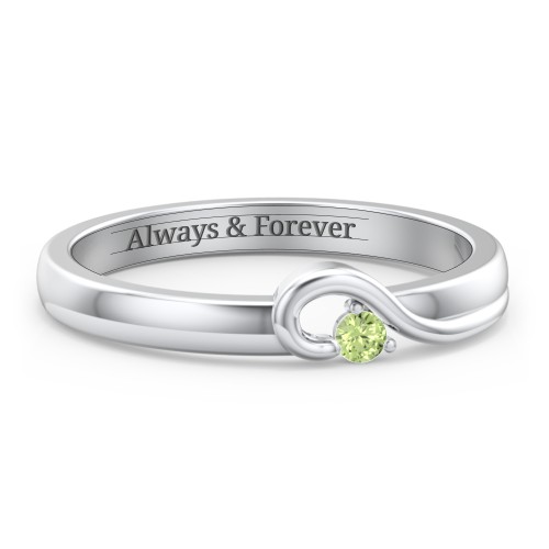 Half Heart Ring with Birthstone