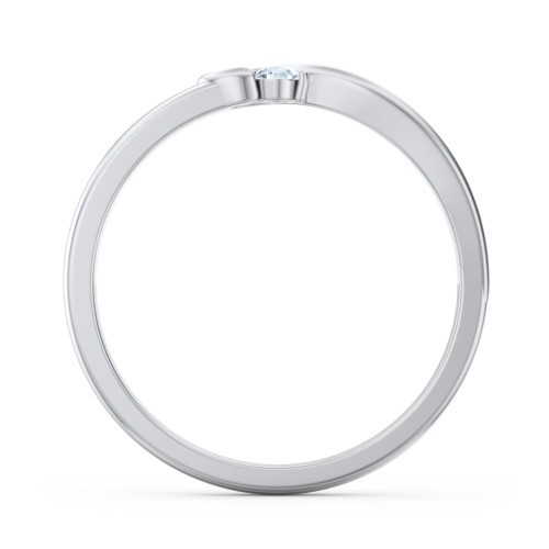Half Heart Ring with Birthstone – Sterling Silver with Aquamarine