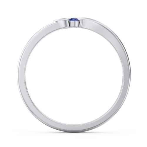 Half Heart Ring with Birthstone – Sterling Silver with Blue Sapphire