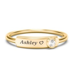 Engravable Bar Ring with Birthstone