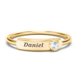 Engravable Bar Ring with Birthstone