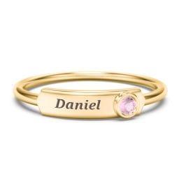 Engravable Bar Ring with Birthstone