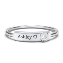 Engravable Bar Ring with Birthstone