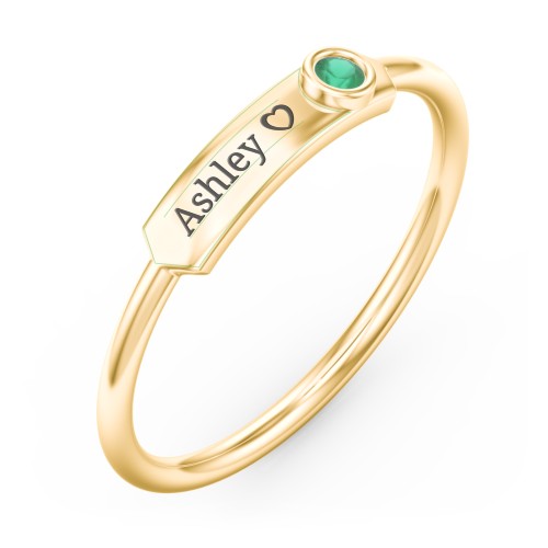 Engravable Bar Ring with Birthstone