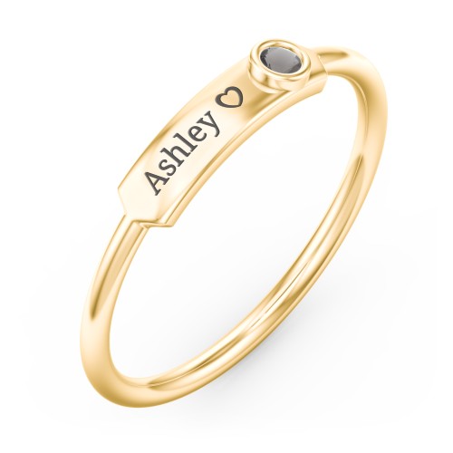 Engravable Bar Ring with Birthstone