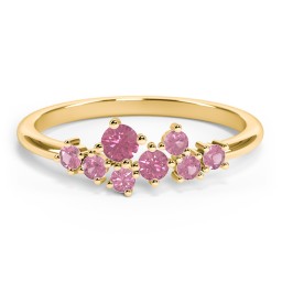 8-Stone Cluster Ring in 10K Solid Yellow Gold with Pink Tourmaline