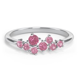 8-Stone Cluster Ring in 925 Sterling Silver with Pink Tourmaline