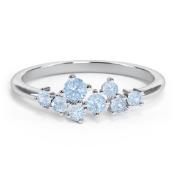8-Stone Cluster Ring in 925 Sterling Silver with Blue Topaz