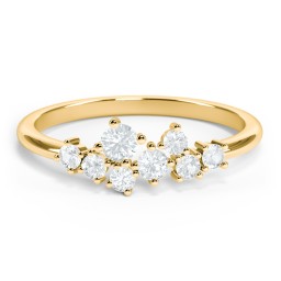 8-Stone Cluster Ring in 10K Solid Yellow Gold with Aquamarine