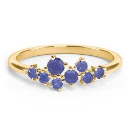 8-Stone Cluster Ring in 10K Solid Yellow Gold with Blue Sapphire