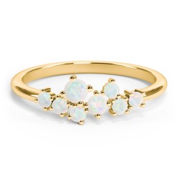 8-Stone Cluster Ring in 10K Solid Yellow Gold with Opal