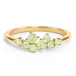 8-Stone Cluster Ring in 10K Solid Yellow Gold with Peridot